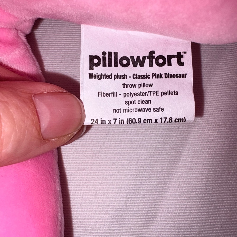 Pillowfort weighted Pink Plush Stuffed Animal Toy Dragon Dinosaur Valentine Gift - Picture 9 of 14